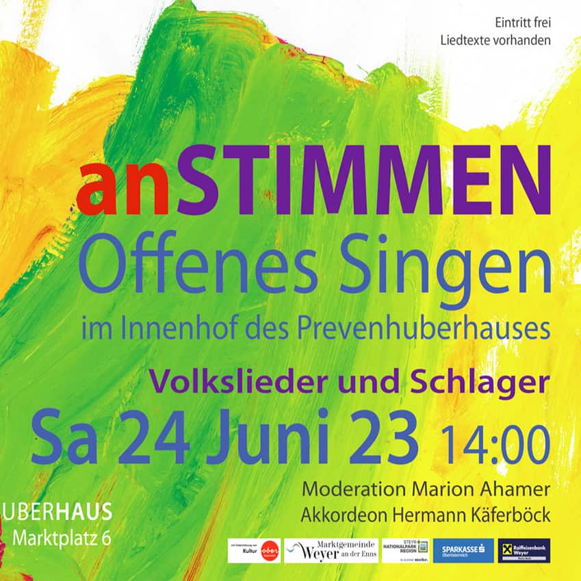 Musik | Gemeinsames Singen im Prevenhuberhaus, Samstag, 24. Juni, 14 Uhr 