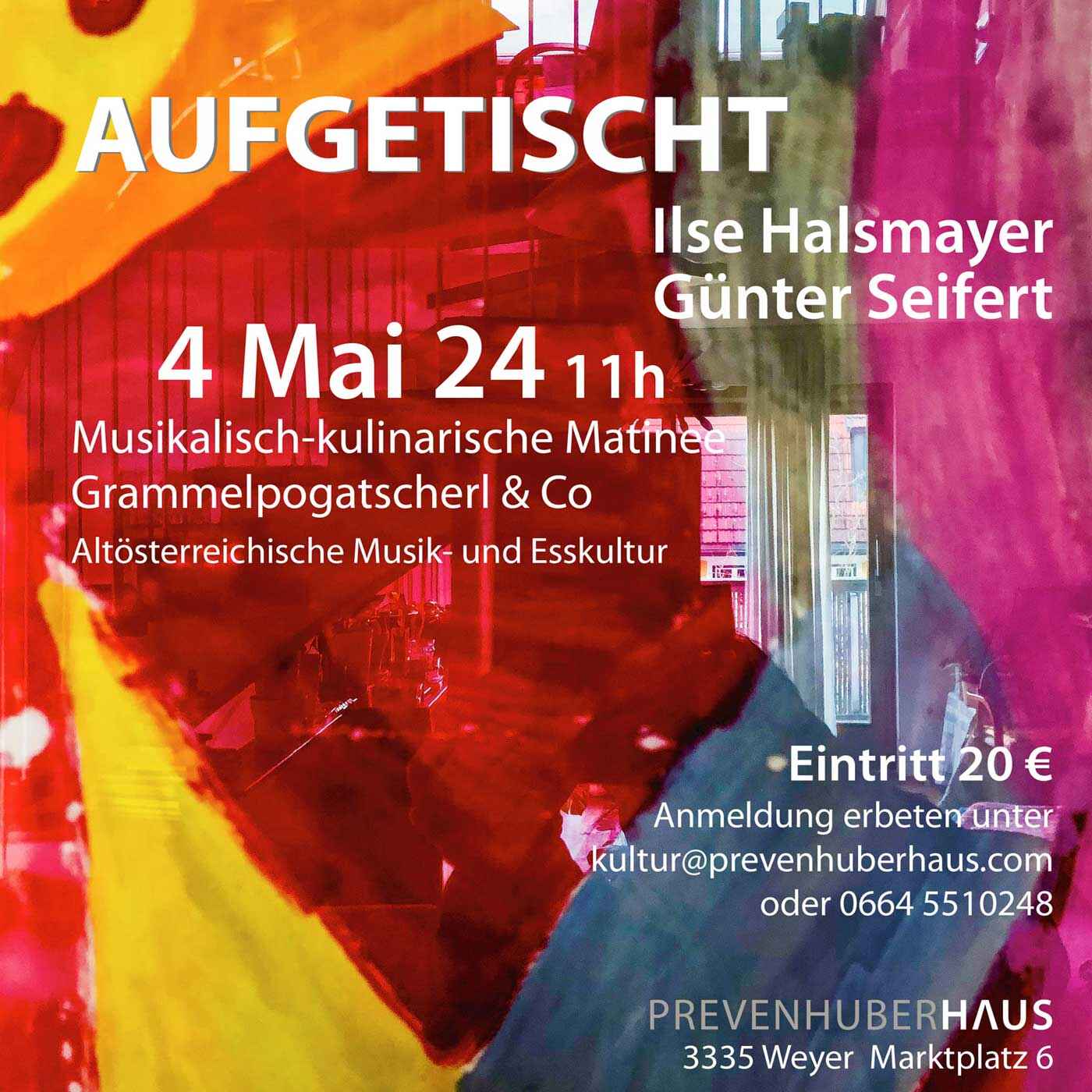 AUFGETISCHT | musikalisch-kulinarische Matinee mit Grammelpogatscherl & Co, 4. Mai 2024, 11 Uhr