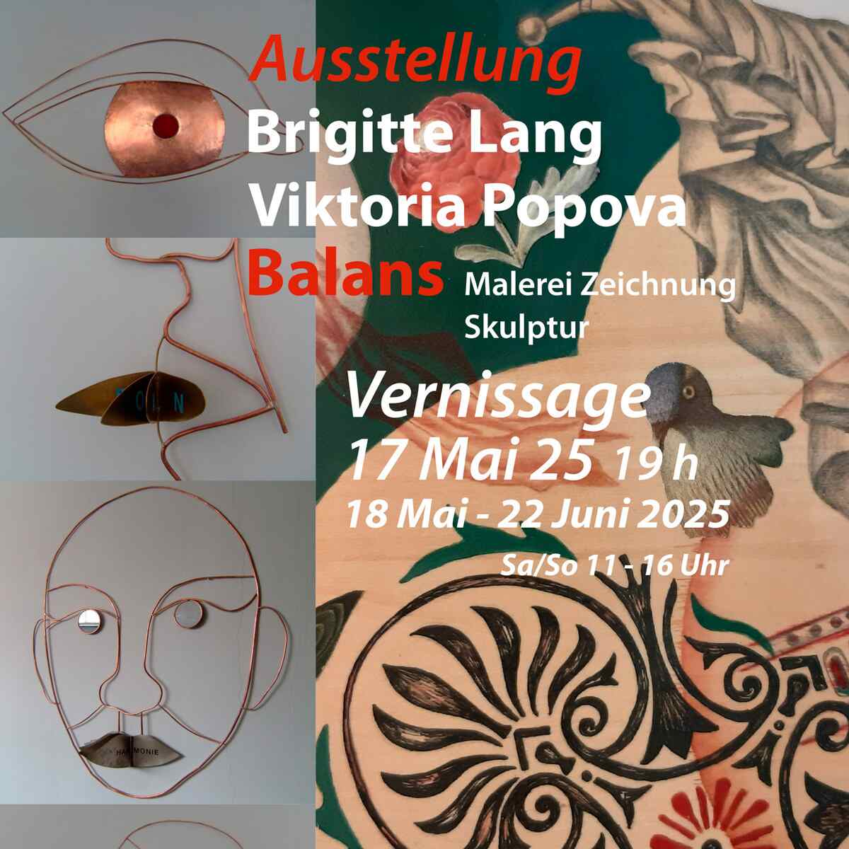 Ausstellung | Balans Malerei Zeichnung Skulptur, Brigitte Lang / Viktoria Popova