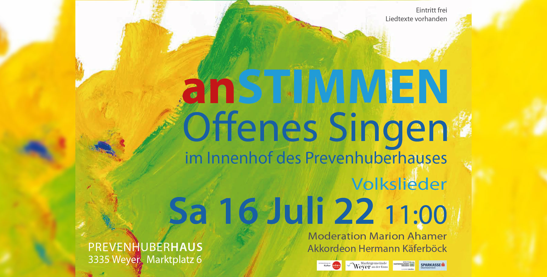 Musik |  „anSTIMMEN“ – Offenes Singen, Sa. 16. Juli 2022 um 11 Uhr